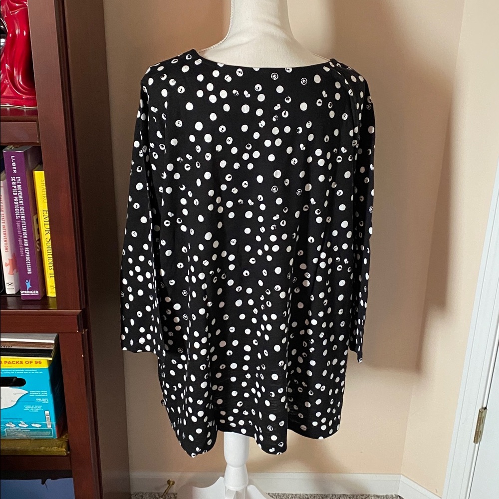 Belle by Kim Gravel Black and White Polka Dot Blouse - Picture 3 of 3